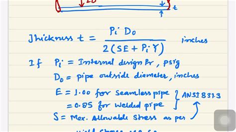 pipe wall thickness formula